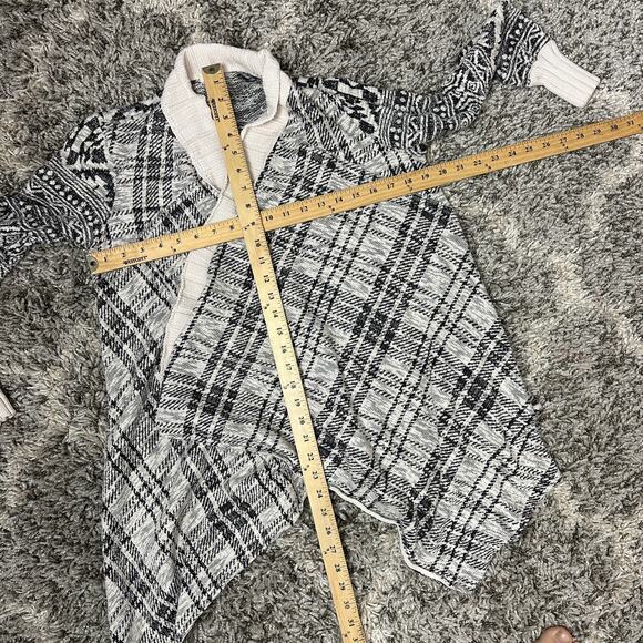 Anthropologie Tiny Marzine Black White Open Front Drape Cardigan Sweater S Small - Picture 8 of 8